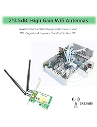 Tarjeta PCI Express WiFi   300 Mbps WiFi inalámbrica tarjeta adaptador de red PCIe   5 GHz 2,4 GHz adaptador WiFi de doble banda   tarjeta de red WiFi de doble banda para PC escritorio Windows 10 8.1 8 7 XP (WAE3400)