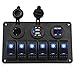 WATERWICH 6 Gang Marine Rocker Switch Panel Waterproof 12V Boat Car With LED Voltmeter 3.1A Dual USB Charger Cigarette Lighter Socket for RV Vehicle Truck Trailer Yacht