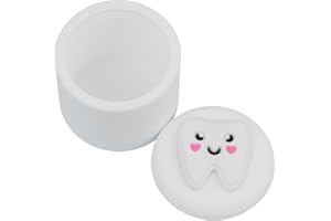 SUTANALE Tooth Fairy Box, Cute Silicone Tooth Keepsake Box, Waterproof Tooth Holder First Tooth Fairy Gifts for Boys Girls Kids Birthday, Baby Shower (White01)