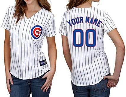 Manbaout Womens Cubs Custom Baseball Jersey Pinstripe White (M=40)