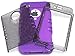 Bastex Heavy Duty Hybrid Case for Apple iphone 4, 4g, 4s 4gs - Neon Purple Silicone Cover / Silver Glitter Effect Transparent Gray Hard Shell