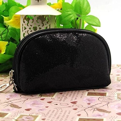 Alsomtec Fully sequined Mesh Beaded Makeup Case Antique Style Formal Cocktail Clutch Purse (Black)
