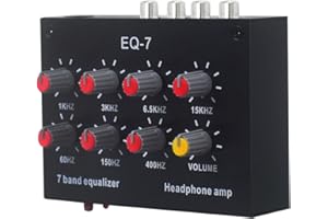 GEEKTECHES 7 Band Car Audio Equalizer, Dual Channel Digital Equalizer, DC5V-12V Output Input 12dB High Bass, 3.5mm Interface, for Recording, Streaming, Podcasting