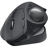 Logitech MX Ergo S Advanced Wireless Trackball Mouse, USB-C Rechargeable Wireless Ergonomic Mouse with Bluetooth and Encrypted Dongle, 6 Programmable Buttons, for PC/Mac
