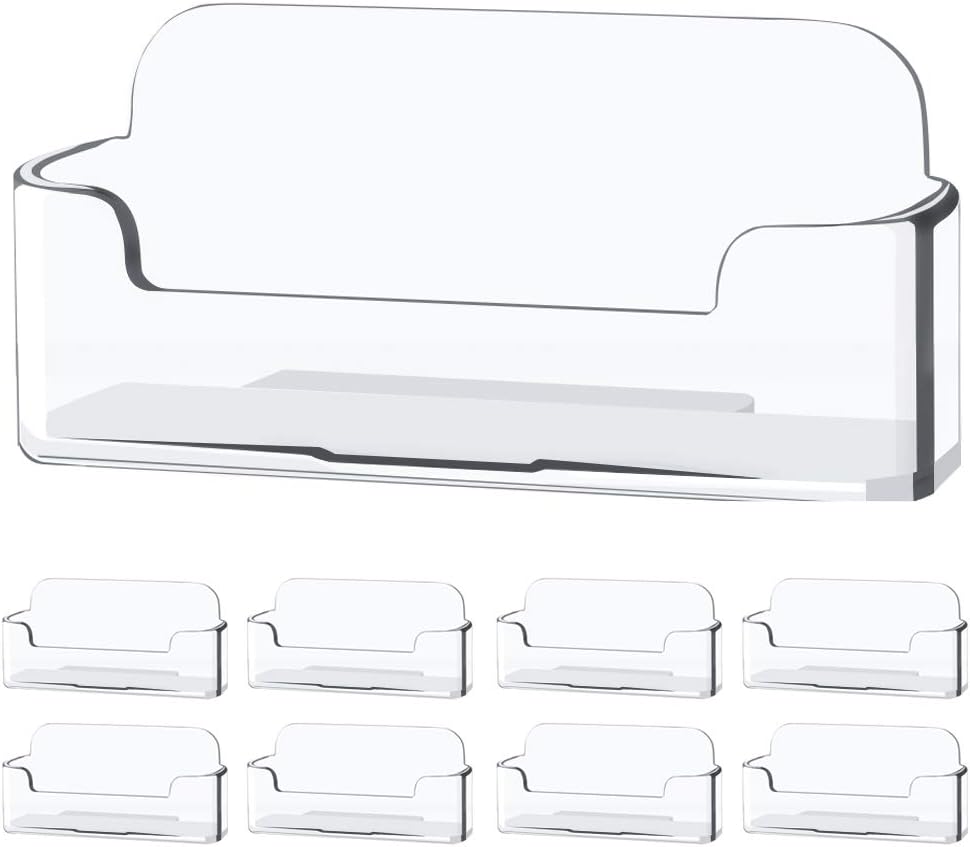 ZIPCCI 8 Pack Business Card Holder for Desk - Office Clear Business Card Holder Stand, Display Plastic Business Card Stand Acrylic Business Card Holder, Fits 30-50 Business Cards : Office Products