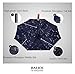 Balios (Designed in UK) Umbrella Handmade Real Wood Handle-Dark Navy with Sophisticated Constellation Interior Pattern-Windproof Fiberglass Auto Open Close Folding-300T Finest Fabric