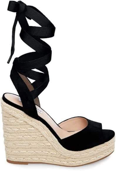 Amazon.com | Steve Madden Women's Secret Black Suede Sandal Wedge Tie Up Espadrille | Platforms 