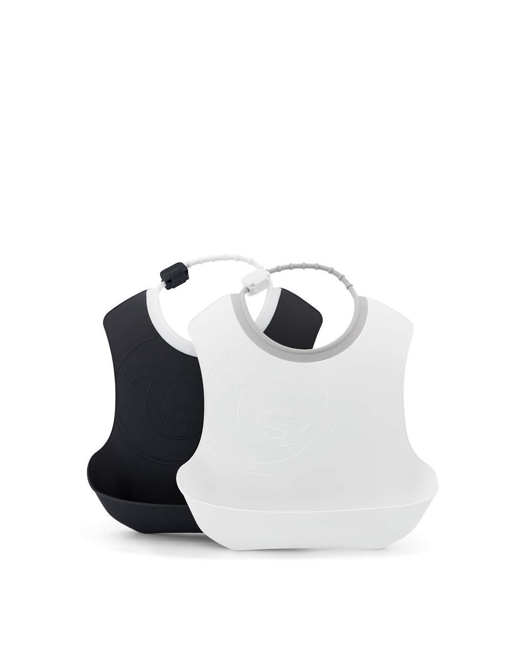 Twistshake 2X Baby Bibs with Crumb Tray, Waterproof, 4+ Months, Black/White