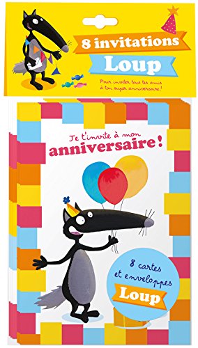 Pack de 8 invitations Loup, pour inviter tous tes amis à ton super anniversaire ! : Avec 8 envelopp by Auzou