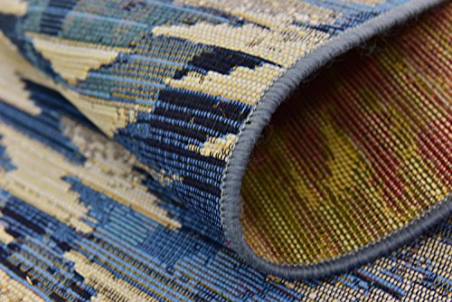 Unique Loom Nantucket Collection Modern Transitional Indoor and Outdoor Blue Runner Rug (2' x 6')