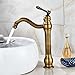 Rozin Single Hole Deck Mounted Bathroom Countertop Faucet One Handle Vessel Sink Mixing Tap Antique Brass
