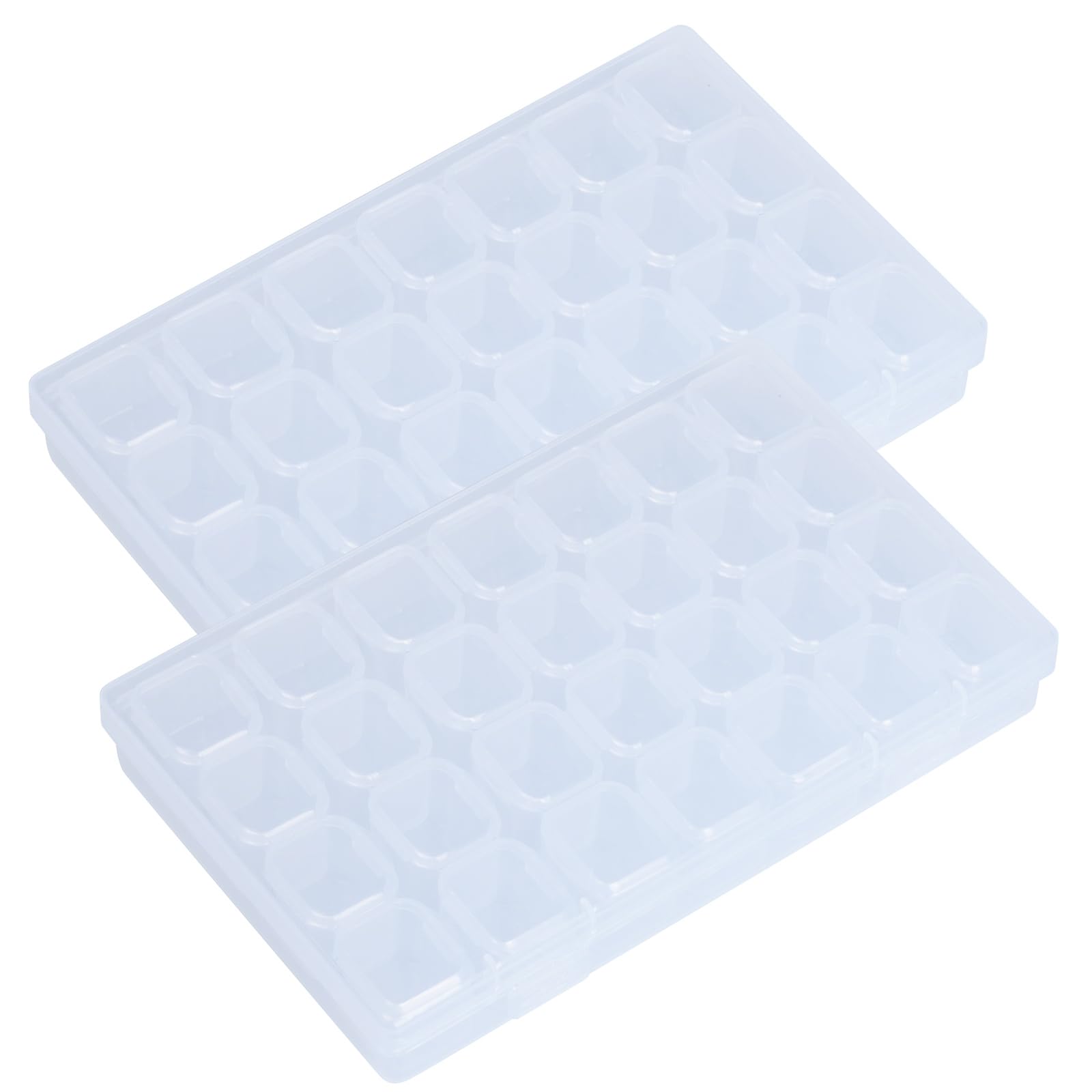 SUSNUAN 2 Pack Bead Storage BoxDiamond Painting Storage28 Grids Transparent Plastic Box RemovableSmall Jewellery Craft Storage Compartment Storage Boxes for DIY Nail Art Accessories (2PcsTransparent)