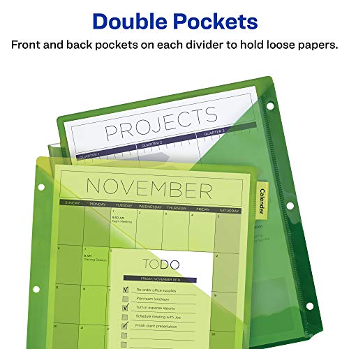 Avery 8Tab Plastic Pocket Dividers for Home Office or Homeschool