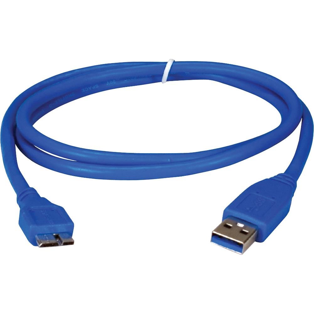 QVS 3 Foot USB 3.0 Cable - A Male to Micro B Male (Blue)