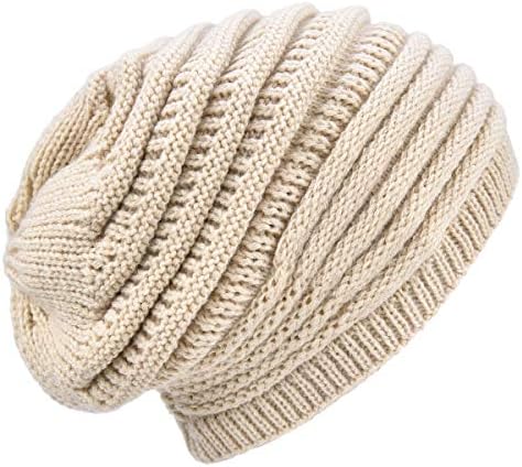 SOMALER Winter Slouchy Beanie for Women Cable Knitted Stretch Chunky Beanie Hats Unisex Skull Caps