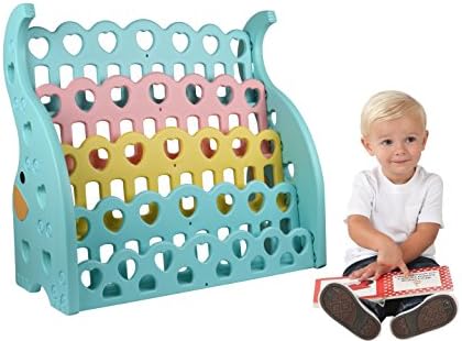Coofok 4 Tiers Plastic Kids Toy BookShelf Book Rack (Blue Elephant)