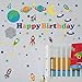 decalmile Outer Space Wall Decals Planets Rocket Spaceship Stars Wall Stickers Space Theme Birthday Party Decoration Baby Nursery Kids Room Wall Decor (Happy Birthday)