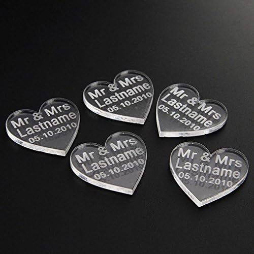 ivisi Personalized Wedding Custom Name Clear Acrylic Favours 50 pcs