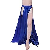ROYAL SMEELA Belly Dance Skirt Tribal Two Side Slit Skirt Belly Dance Costume for Women Maxi Skirt Satin Dancing Skirts