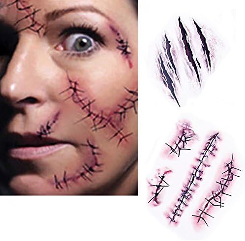 Sunshine Lovely New Creative Halloween Zombie Scars Tattoos With Fake Scab Blood Special Costume Makeup Sticker