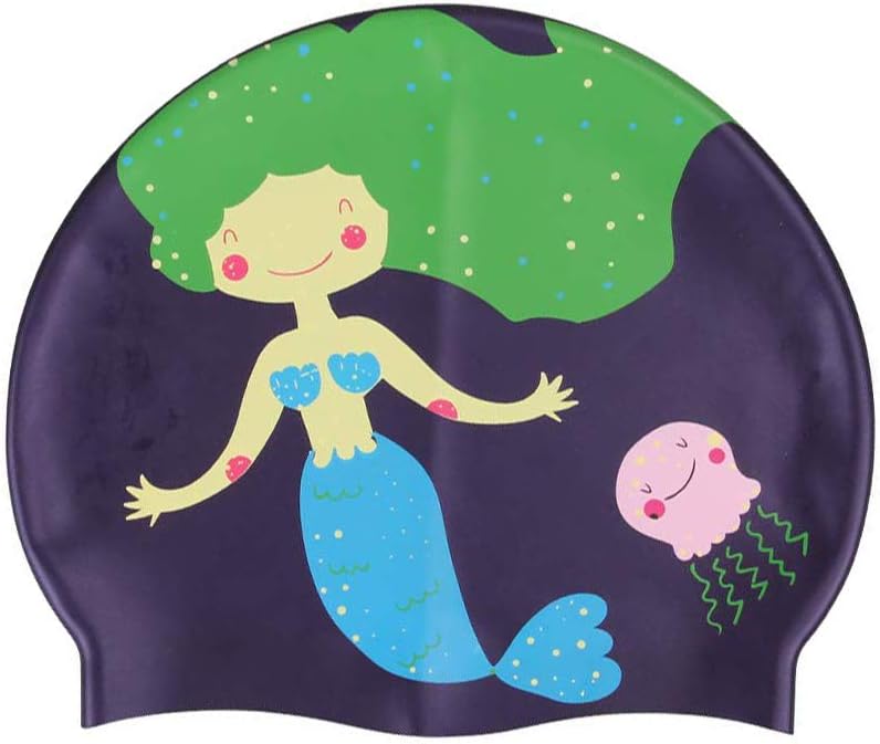 YOUDirect Kids Swim Caps Cartoon Swimming Caps Silicone Children Swim Cap for Girls Boys Long Short Hair