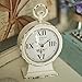 NIKKY HOME Vintage Mantel Clock, White Rustic Metal Analog Clock, Battery Operated, Distressed Style, 4.7 x 2.4 x 7.6 Inch