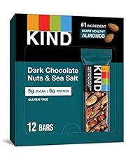 KIND Bars, Dark Chocolate Nuts & Sea Salt, Gluten Free, Low Sugar, 1.4oz, 12 Count