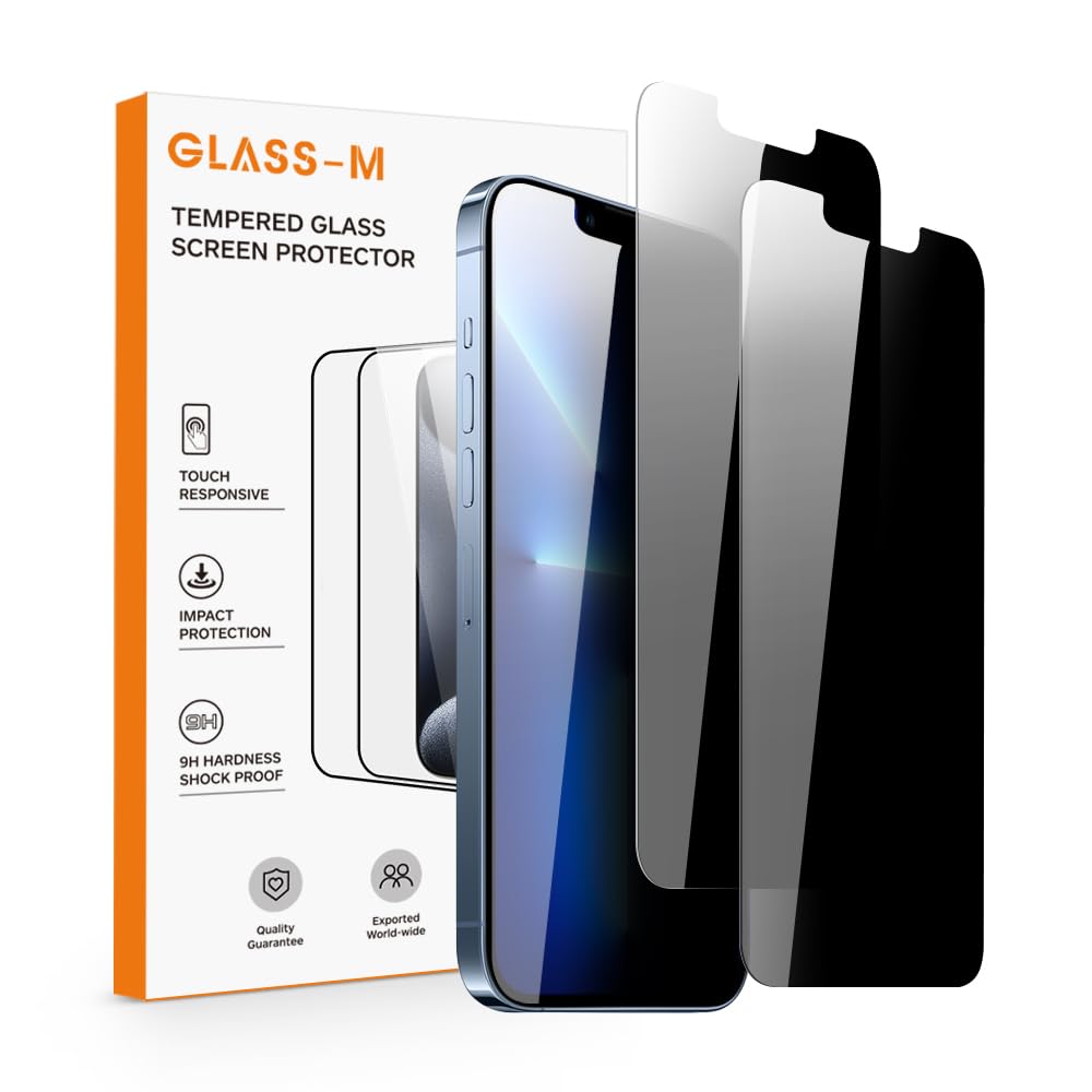 GLASS-M [2 Pack Privacy Screen Protector for iPhone 13 Pro Max/iPhone 14 Plus 6.7", Anti Spy Private Tempered Glass Film