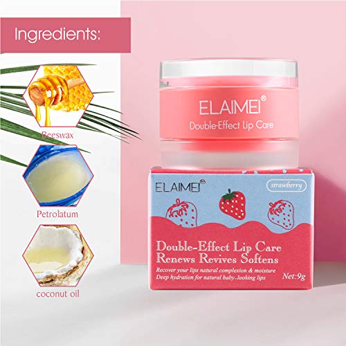 Lip Scrub,Double Effect Lip Sleeping Mask, Lip Treatment,Strawberry