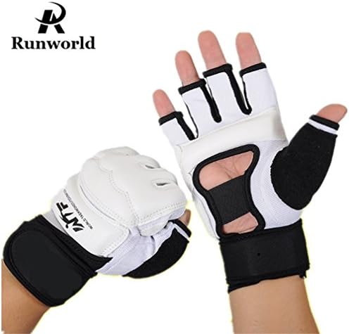 Runworld Men Kids Taekwondo Gloves Punch Bag Boxing Martial Arts MMA Sparring Grappling Muay Thai Training PU Leather Wrist Wraps Gloves