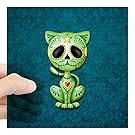 CafePress - Green And Blue Zombie Sugar Skull Kitten Sticker - Square Bumper Sticker Car Decal, 3"x3" (Small) or 5"x5" (Large)