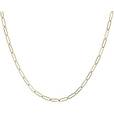 BOHYZHAN 14K Gold Plated Necklace for Women, Lightweight Paperclip Dainty Link Chain Simple Jewelry Gifts