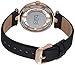 Burgi Swarovski Crystal Studded Watch - 4 Genuine Diamond Markers, See Through and Sunray Dial On Black Satin Over Leather Women’s Watch - BUR104
