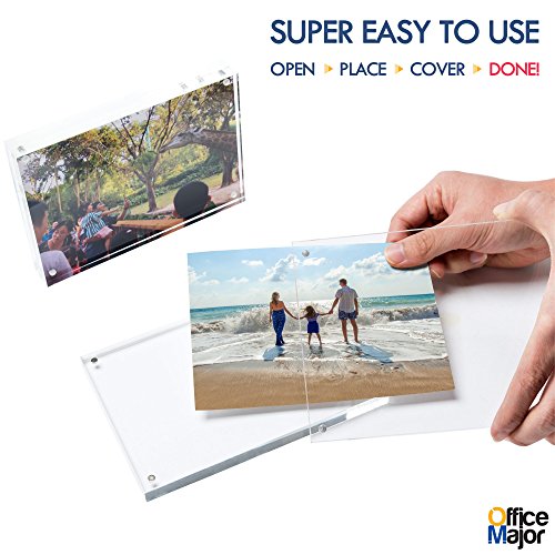 image for OfficeMajor Acrylic Picture Frames 5x7 - Double Sided Magnetic Picture