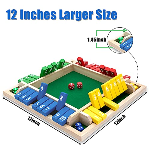 Nicecho Shut The Box Game, 12 Inches Family Wooden Board Table Math