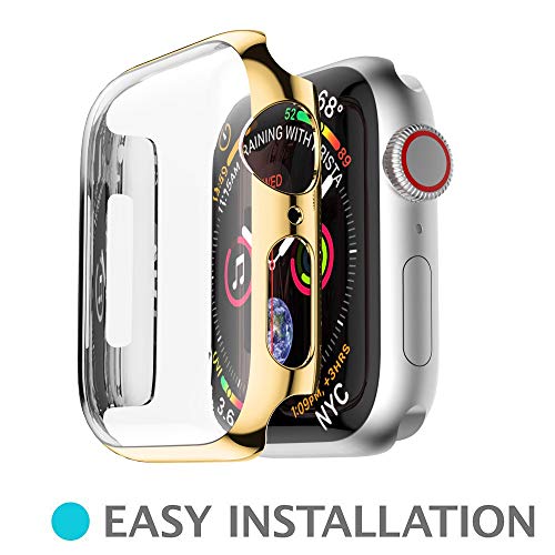 Weite Shock-Proof All-Around Protective Case, [Ultra-Thin] Durable PC Plated Plating Bumper iWatch Protective Cover Compatible for Apple Watch Case 44mm iwatch Series 4 (Gold) - Thumbnail 5