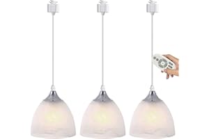 Kiven H-Type Track Lighting Fixture, Dimmable Glass Halo Track Pendant Light with Remote, 3 Colors Mode, Modern Track Light f