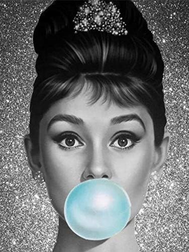 Zimal 5D Mosaic Needlework DIY Diamond Painting Kits Rhinestone Cross Stitch Embroidery Audrey Hepburn Wedding Decoration 11.8 x 15.8 Inch