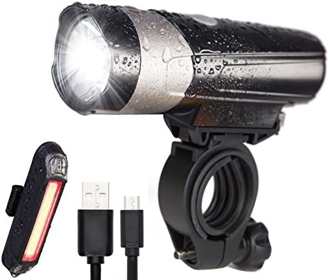 Taktik Super Bright Bike Lights Set Rechargeable - Safety 500 Lumens Front and Back Bicycle Lights 2000 mAh Waterproof LED Bike Light For Bike,Road Bike,Mountain Bike,Light Bike Night Rider