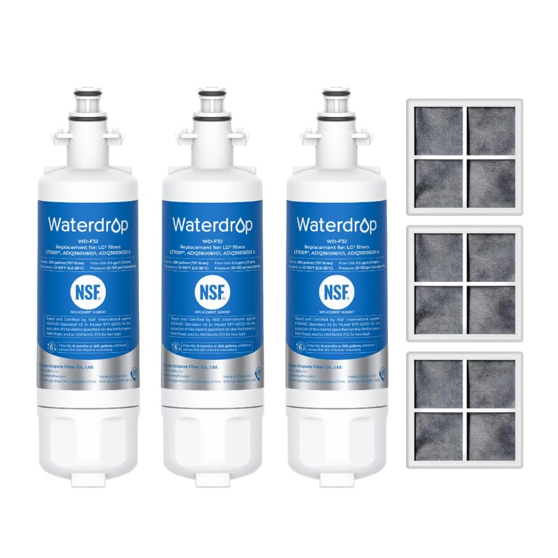 Photo 1 of Waterdrop ADQ36006101 Replacement for LG® LT700P® Refrigerator Water Filter, Kenmore® 9690, 469690, ADQ36006102, LFXS30766S, RFC1200A, FML-3 and LT120F® Fresh Air Filter, 3 Combo