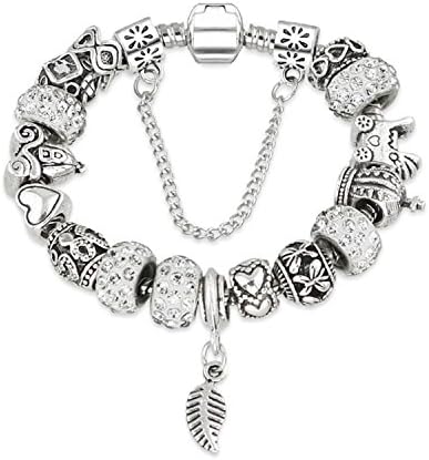 Olive Tayl Rhinestone European Beads Charm Women Bracelets Fashion Charm Bracelets Bangles For Women Jewelry With Beautiful Gift Bag White