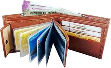olanzaa Pu Leather Tan Mens Wallet with 10 Card Slot Album