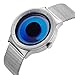 SINOBI Stylish Men's Watches Blue Women's Quartz Wrist Watch with Unique Design and Silver Stainless Steel Milanese Mesh Band