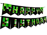 Pixel World Party Decoration Happy Birthday Banner For Gaming Boy Supplies Bunting