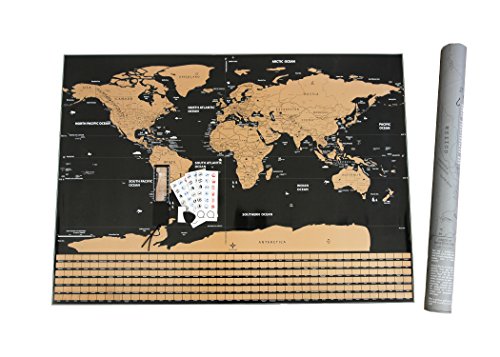 FOSSA Scratch Off World Map Wall Poster. Large 32" x 23" Mark and Track Your Travel for Travelers