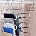 HonTop 3 Pack Pants Hangers S-Shape 5 Layers Stainless Steel with Black Silicone Coating Multi Clothes Cascading Pants Hangers Space Saving Clothes Organizer for Jeans Pants Scarf Ties Towels