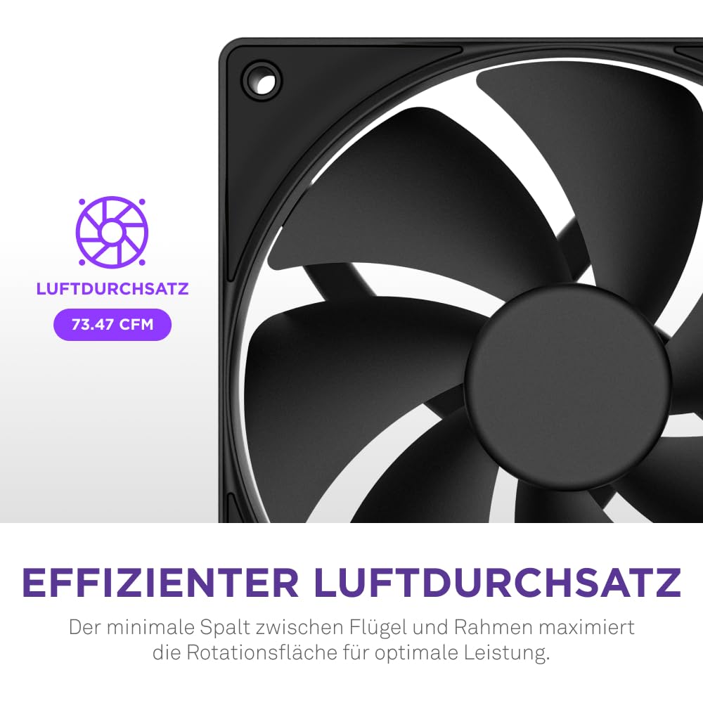 NZXT F120P | 120 mm Gehäusekühler mit statischem Druck | Ideal für Radiatoren und Kühlkörper | Hoher statischer Druck | Hinten abgeschrägter Einlass | Hydrodynamische Gleitlager | PWM | Schwarz 3