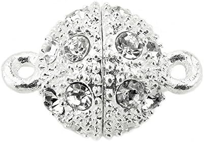 10 Packs Magnetic Beads Clasp for Bracelet Necklace Jewelry Rhinestone Ball Style 10MM - Sliver Plated