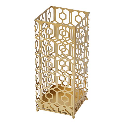 image for ELEGAN Metal Umbrella Stand Gold Square Umbrella Rack for Canes Walkin