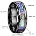 Vakki 8mm Abalone Shell Tungsten Rings for Men Women Black/Silver/Rose Gold Wedding Bands Faceted Edge Comfort Fit Size 5-14